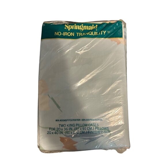 Springmaid No-Iron Tranquility King Pillowcases Set 20x40 Inch 80% Kodel Polyest - Picture 2 of 3